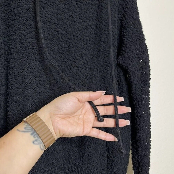 Young Fabulous & Broke Size S M Pullover Textured Popcorn Black Hoodie Sweater - Picture 9 of 13